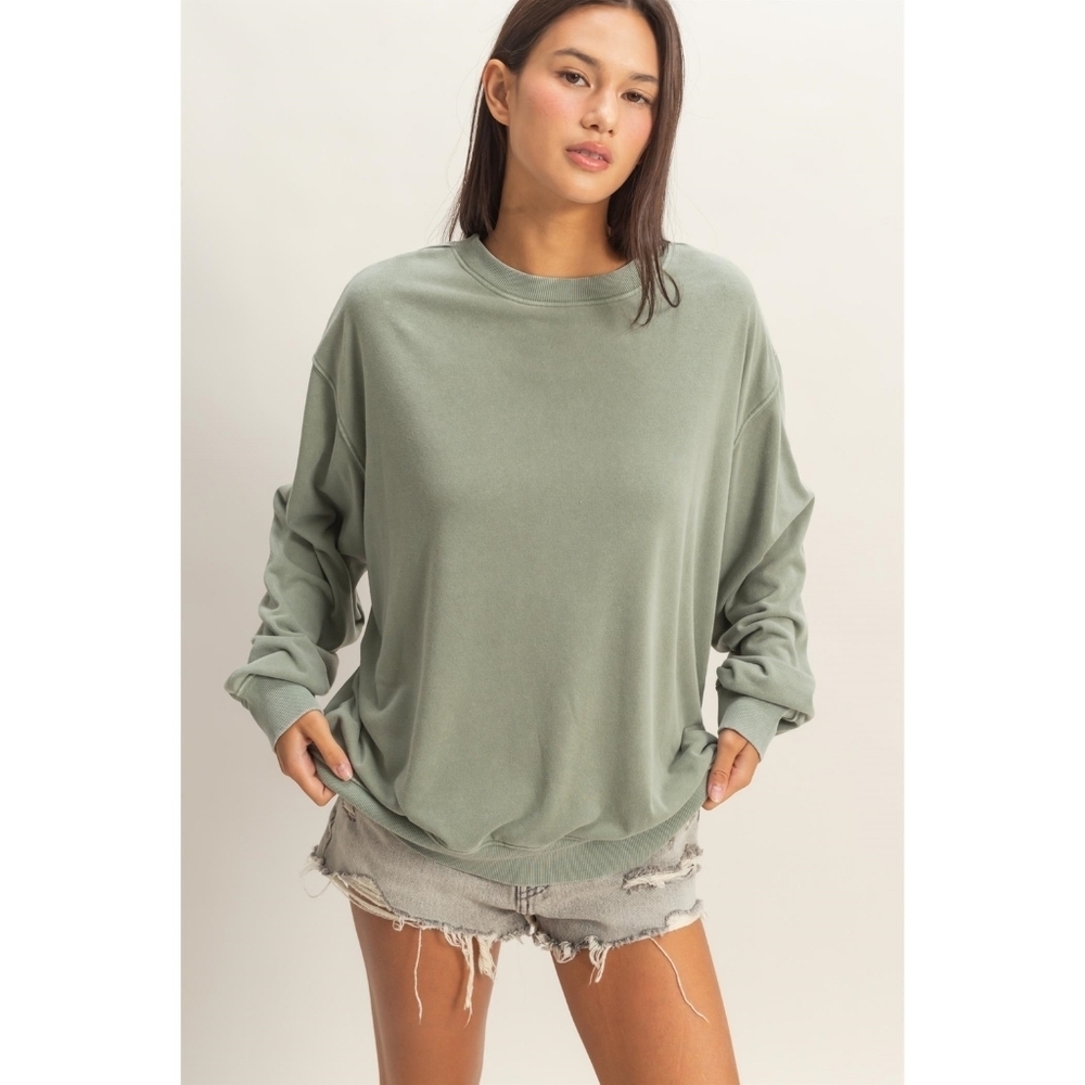 Sage CloudDweller Mineral Washed Buttery Soft Cozy Cotton Sweatshirt